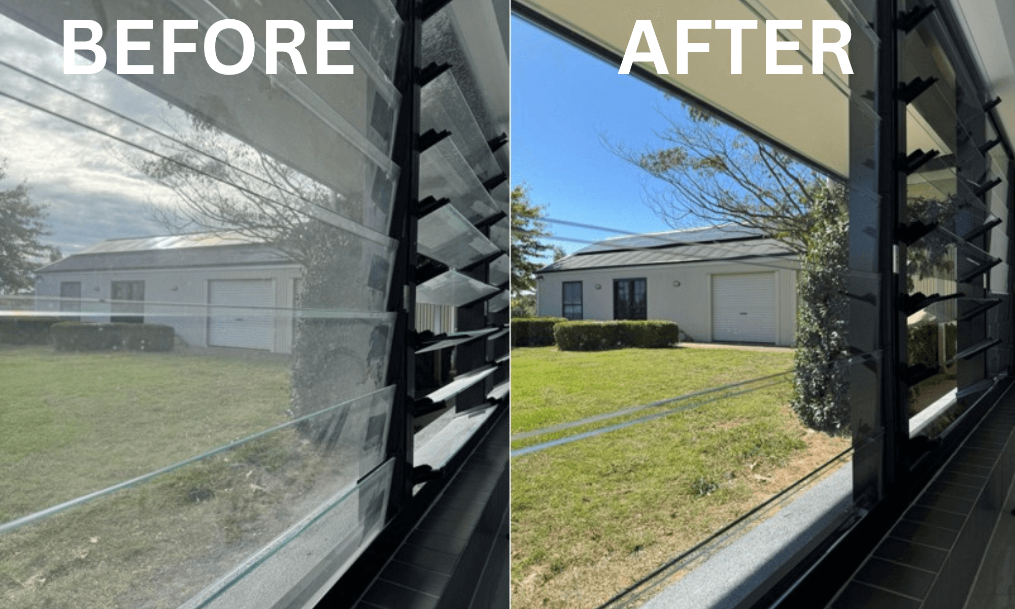 Before and after residential window cleaning
