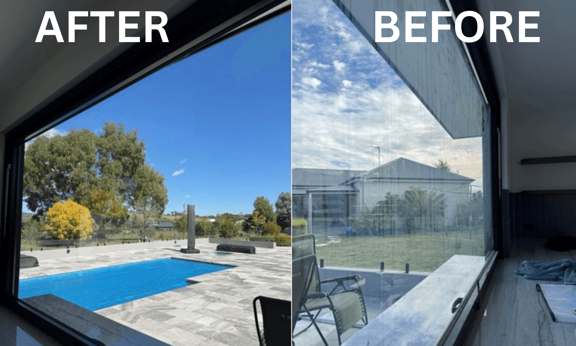 Before and after professional window cleaning result