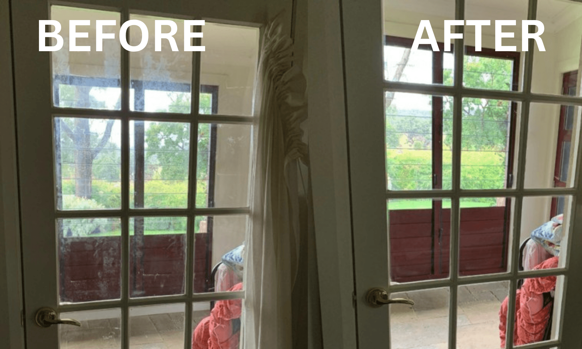 Before and after window cleaning on an Eastern Suburbs home